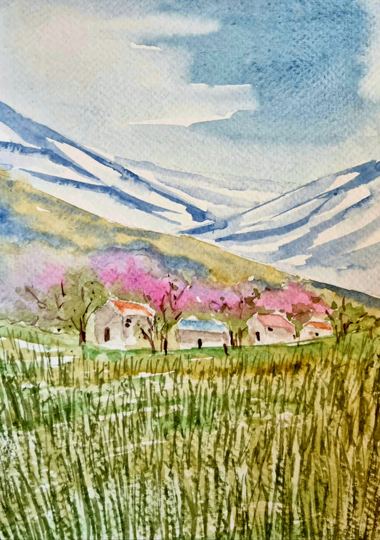 Blossoms Beneath the Snowy Peaks